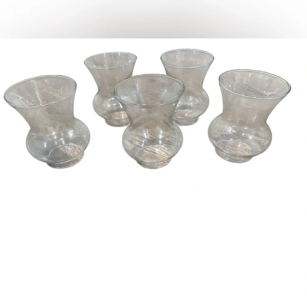 Clear Glass Hurricane Candle Holders Vases 5” Bud Vases Wedding Centerpieces